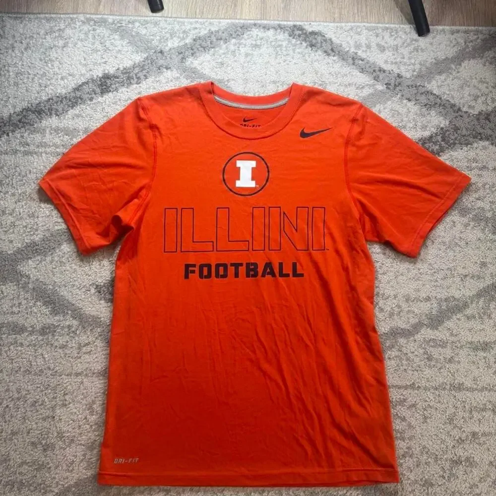 Nike dri fit shirt university of Illinois football orange Illini size small